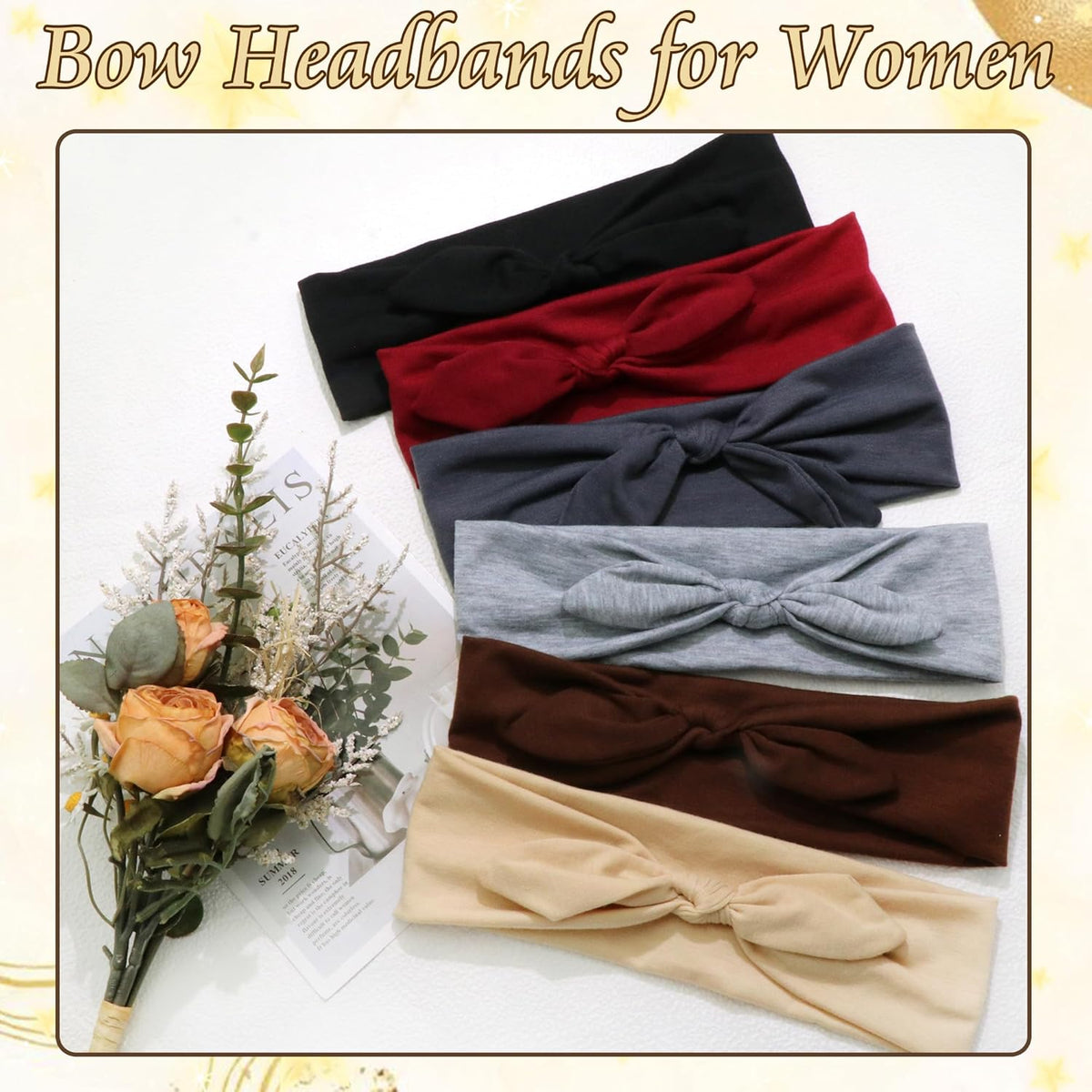 🎀6 Pcs Short Bow Headbands for Women🌸