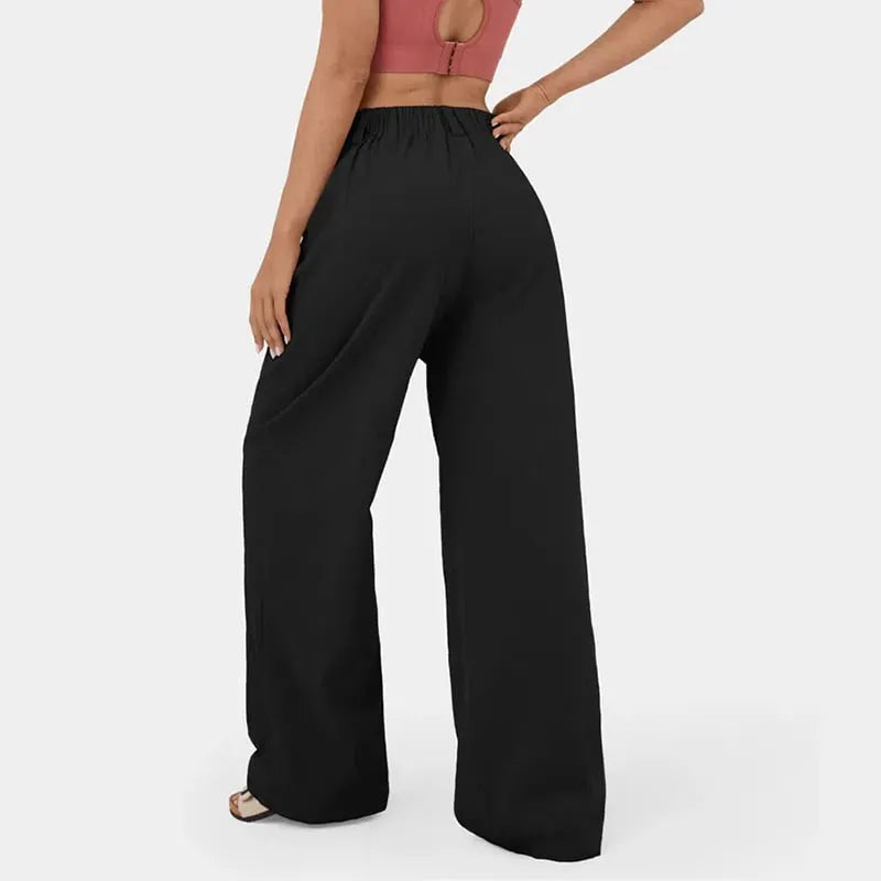 High Waisted Plicated Side Pocket Wide Leg Pants (Buy 2 Free Shipping)