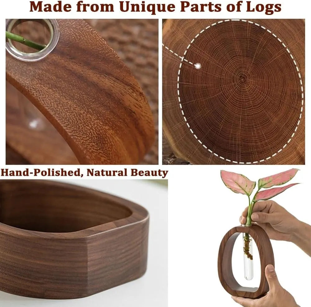 Solid Wood Glass Vase