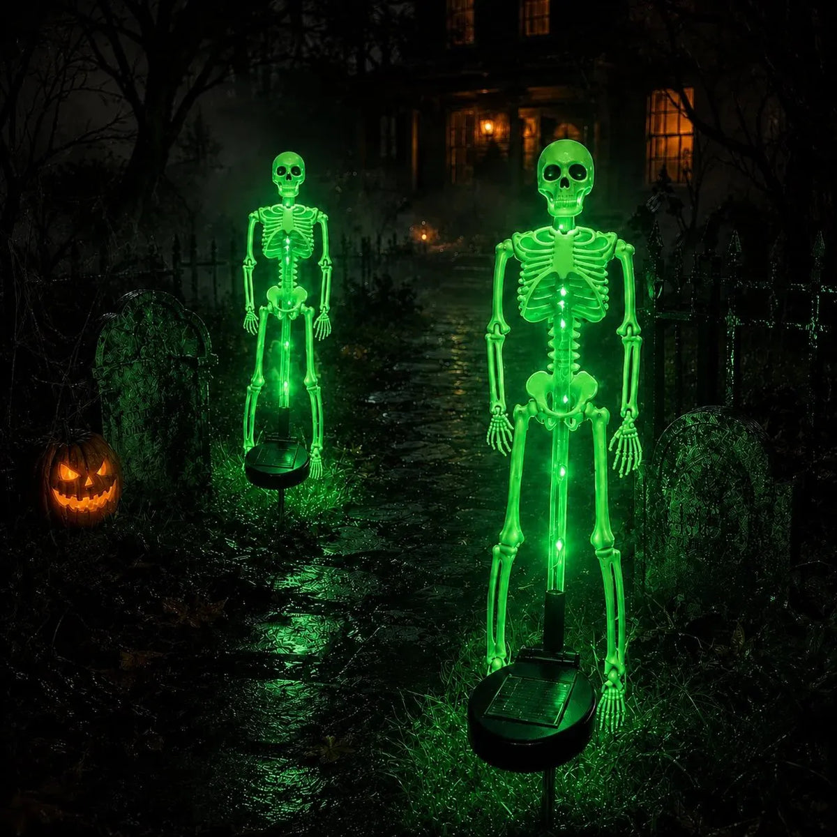 🎉[🎃Halloween sales🎃]Halloween Skull Solar Garden Lights | Waterproof Outdoor LED Skull Stake Lights for Yard, Lawn & Pathway Decor