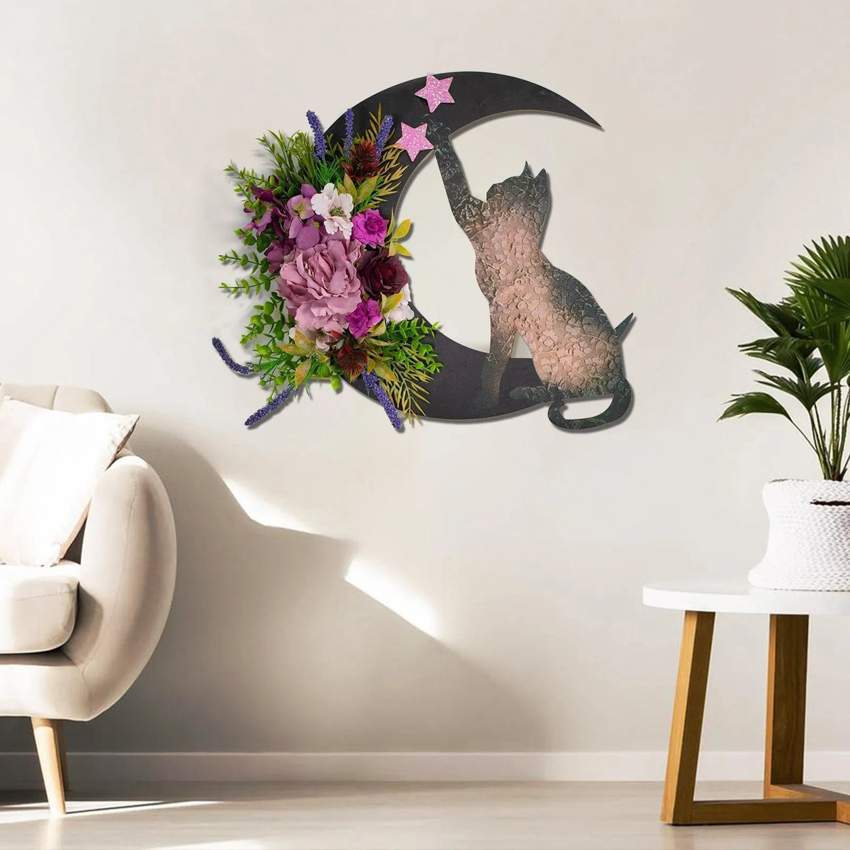 WITCHY CELESTIAL DOOR/ART HALLOWEEN LUNAR DECOR KITTY LOVERS GIFT- 🔥 BUY 2 FREE SHIPPING!