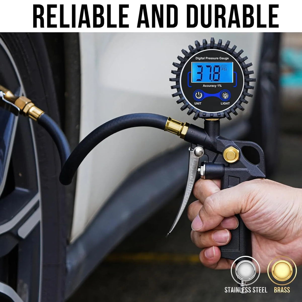 🎉🛠️🚗 High Precision Digital Tire Inflator Pressure Gauge | 3-in-1 Inflate Deflate Check Tire Tool