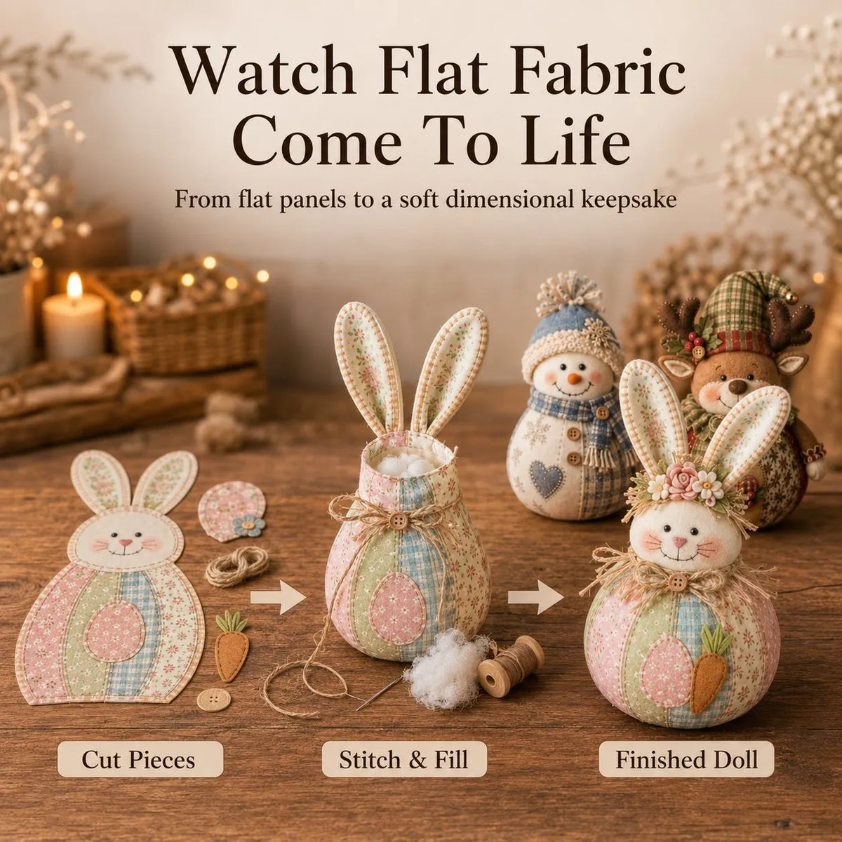 🔥 HOT SALE 🔥🎄 Save 54% | Christmas Patchwork Doll Sewing Kit – A Cosy Craft for Quiet Moments