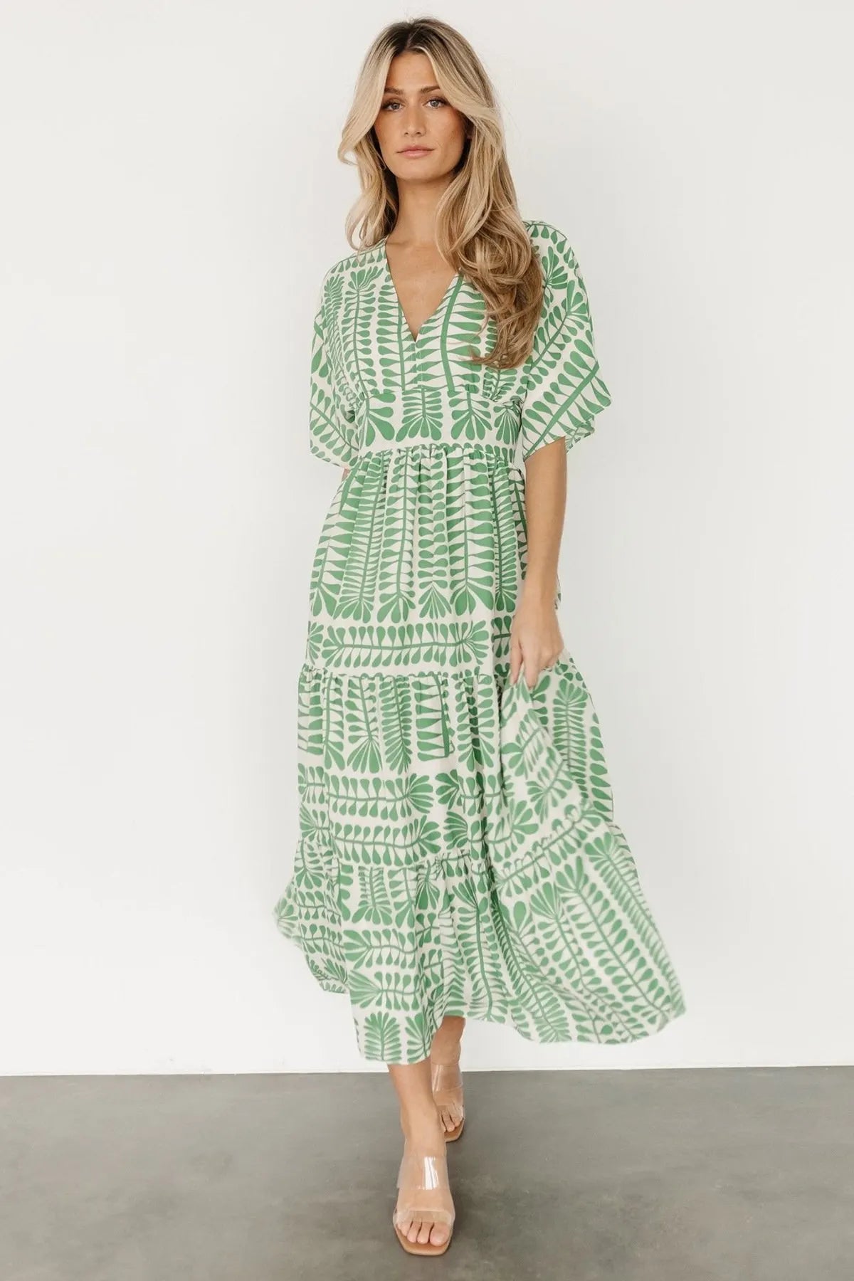 Bohemian Chic: New High-Waisted Short Sleeve Floral Dress(BUY 2 FREE SHIPPING)