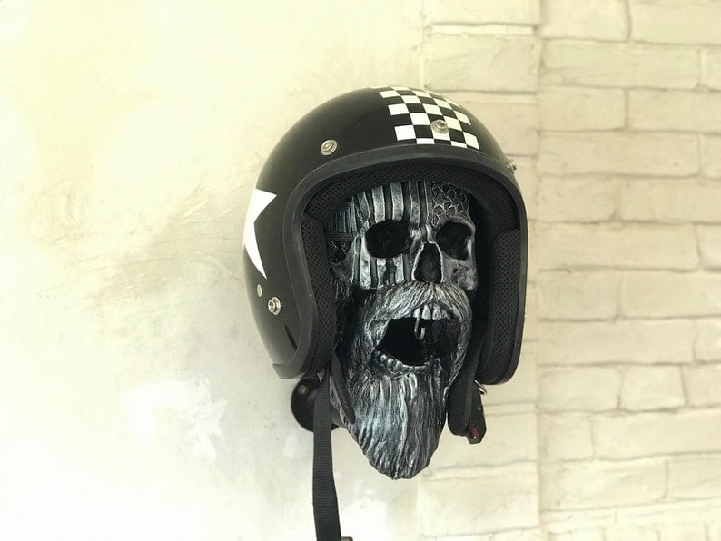 Motorcycle Skull Helmet Holder with Beard(🎁The most special gift for riders)