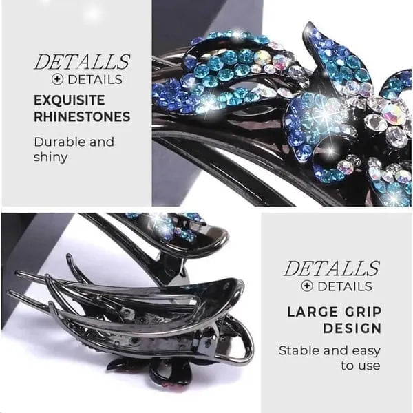 Rhinestone Double Flower Hairpin (buy 1 get one free)