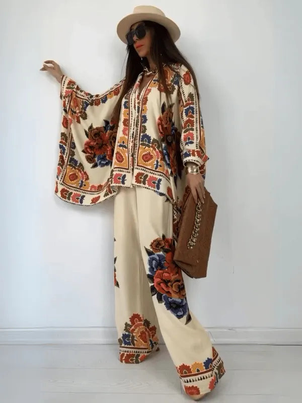 Women's Printed Set Two Piece Suit Set