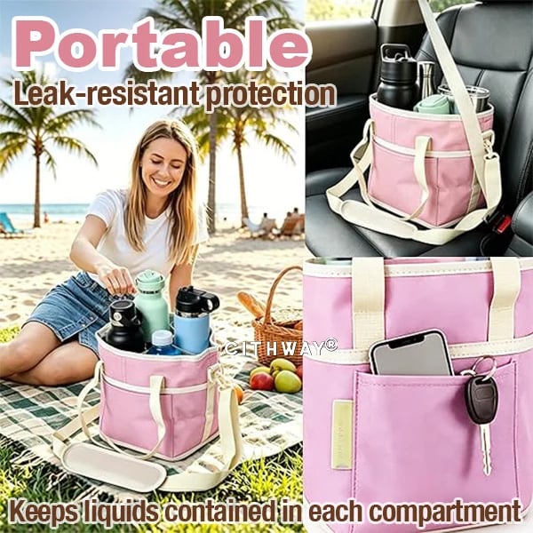 🎉 4-grid Insulated Drink Bottle Carrier Bag