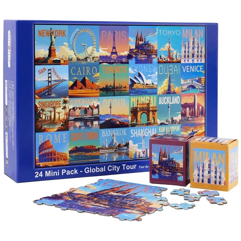 🎉🧩 24-Day Jigsaw Puzzle Advent Calendar – 1000 Pieces, 24 Mini Packs