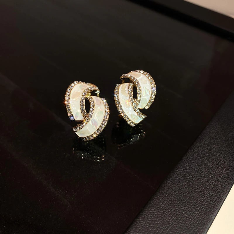 Simple White Zircon Geometric Stud Earrings