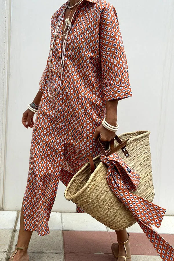 Loose Striped Half Sleeve Shirt Dress