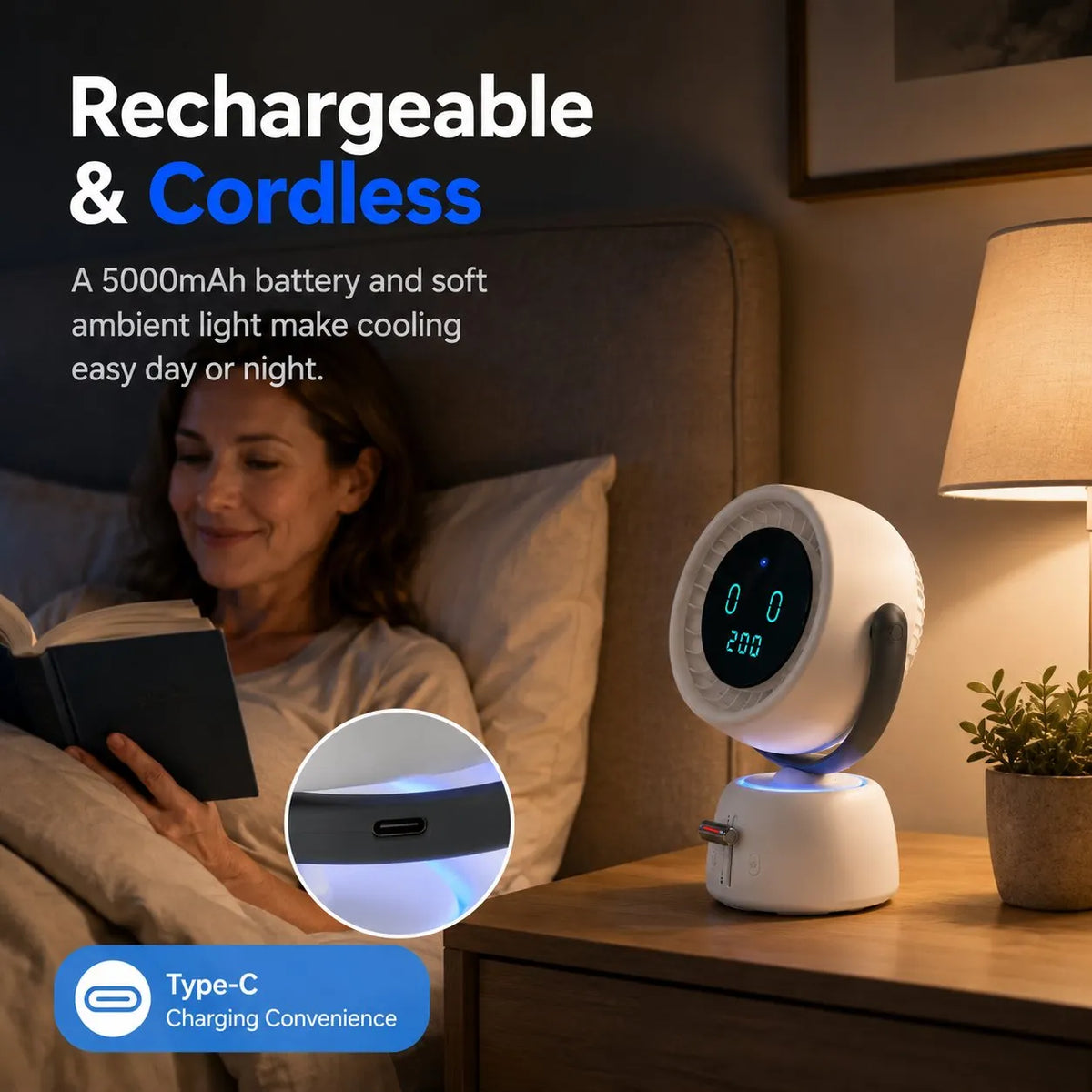 Smart Head Tracking Fan, 150° Auto-Follow Bathroom Sink Vanity Fan