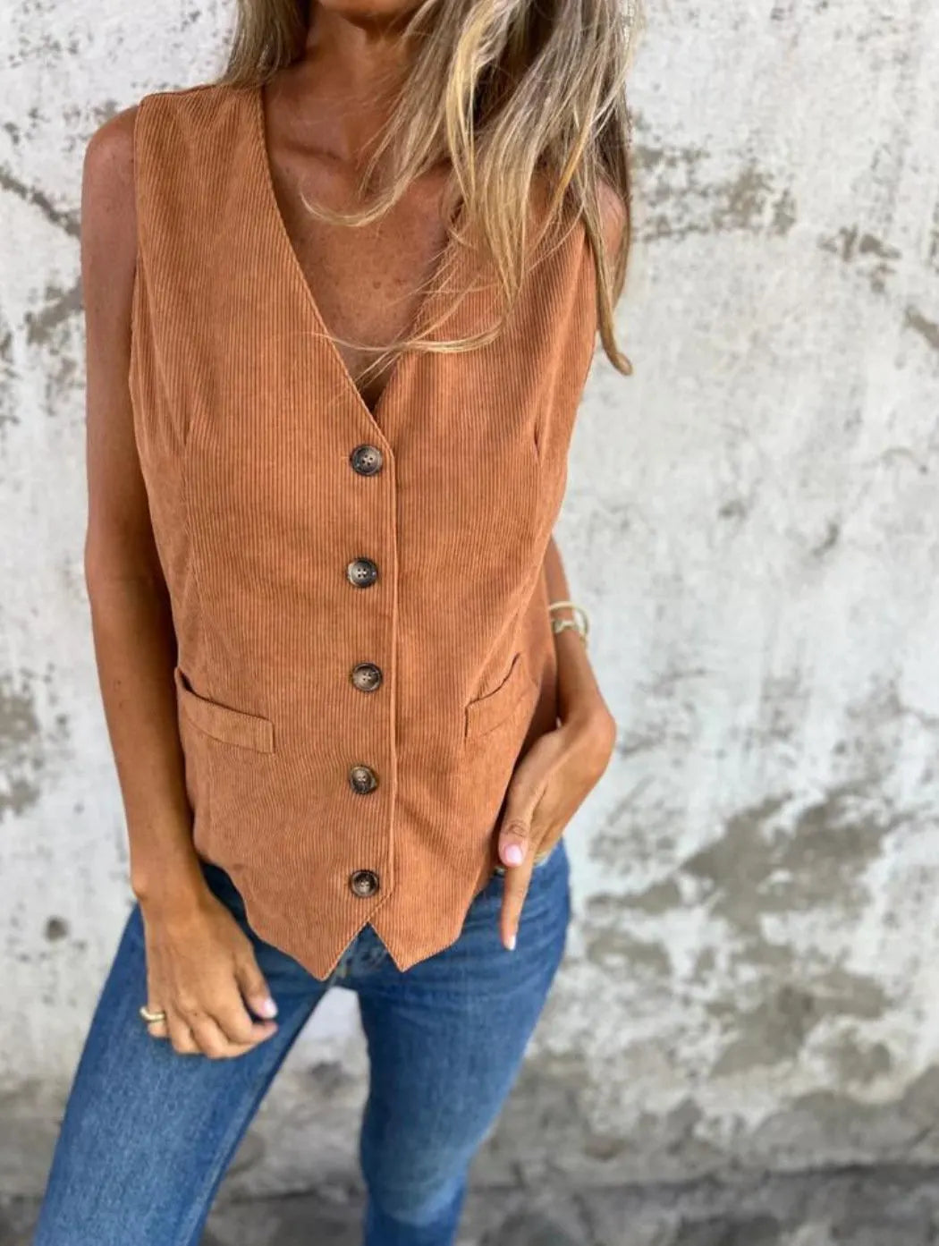 Casual Vest with Stylish Lines & Button Closure (Buy 2 Free Shipping)