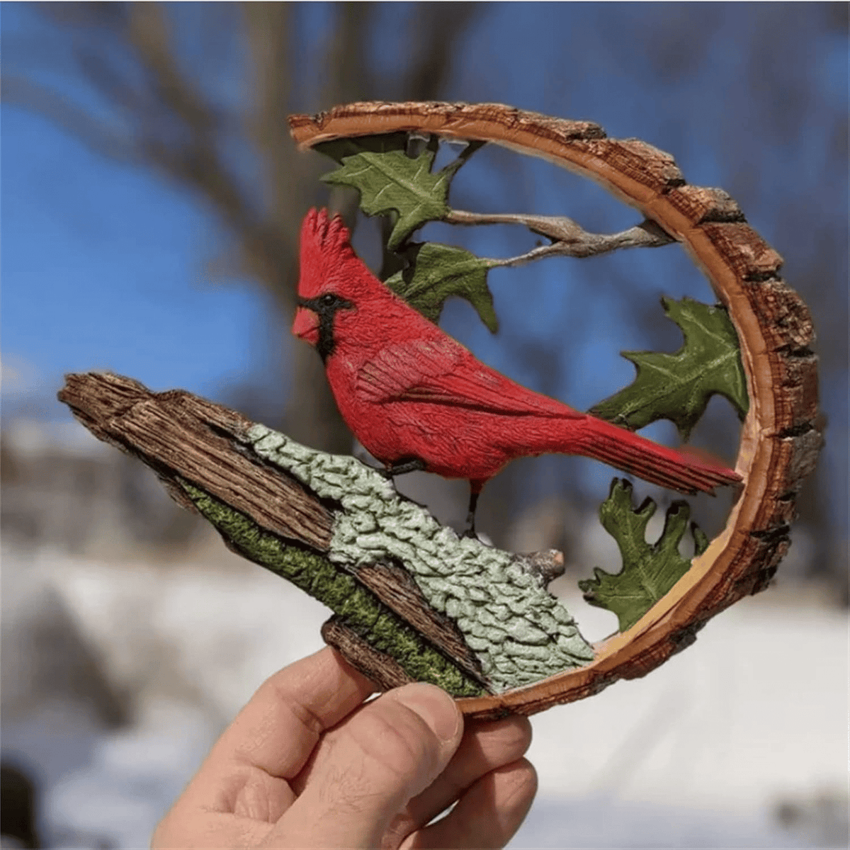 Cardinal Wood Carving Handmade - "Cardinals Appear When Angels are Near"