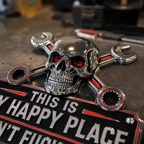 🔧 This Is My Happy Place. DON'T FUCK IT UP!💀"This Is My Happy Place" Garage Wall Sign