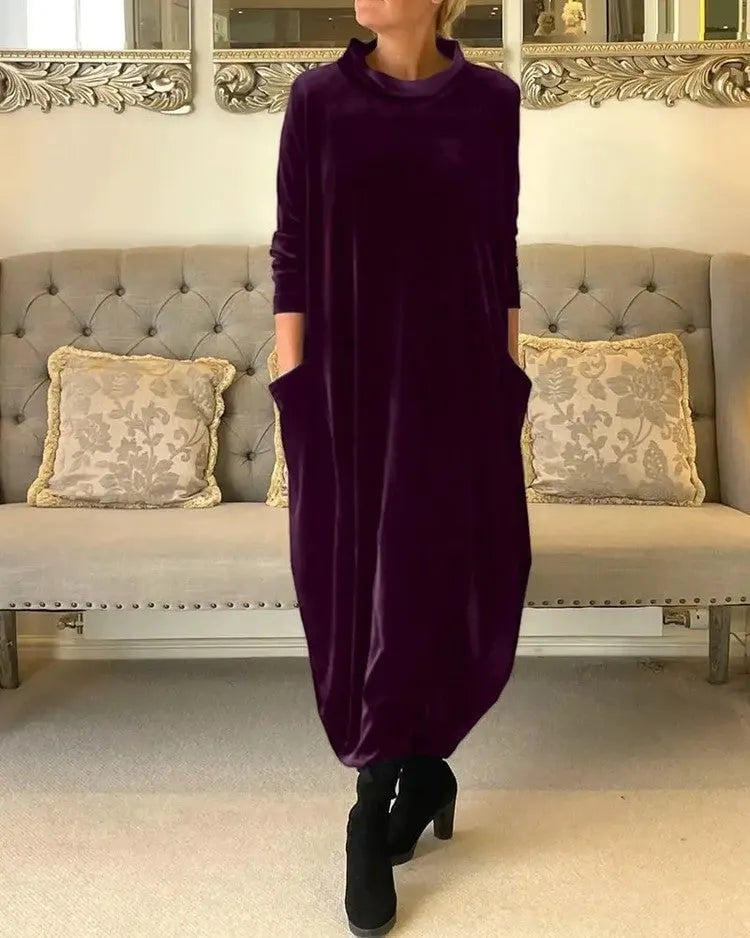 New slimming long dress with round neck