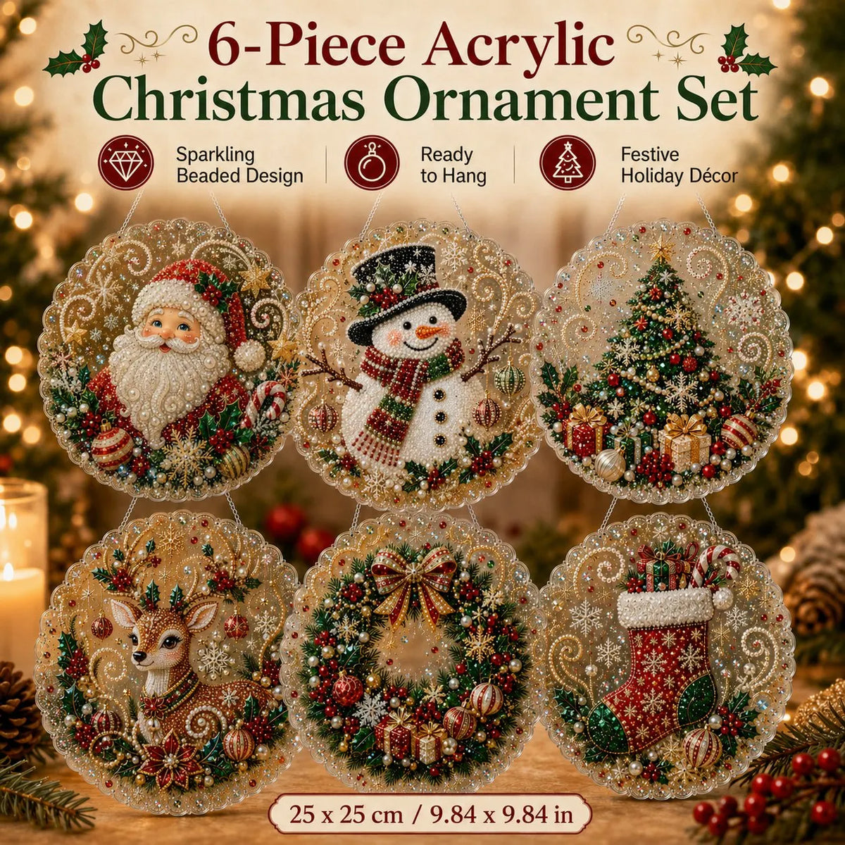 🎉🎅 Acrylic Christmas Diamond Ornament Kit — Create a Sparkling Holiday Decoration! ✨