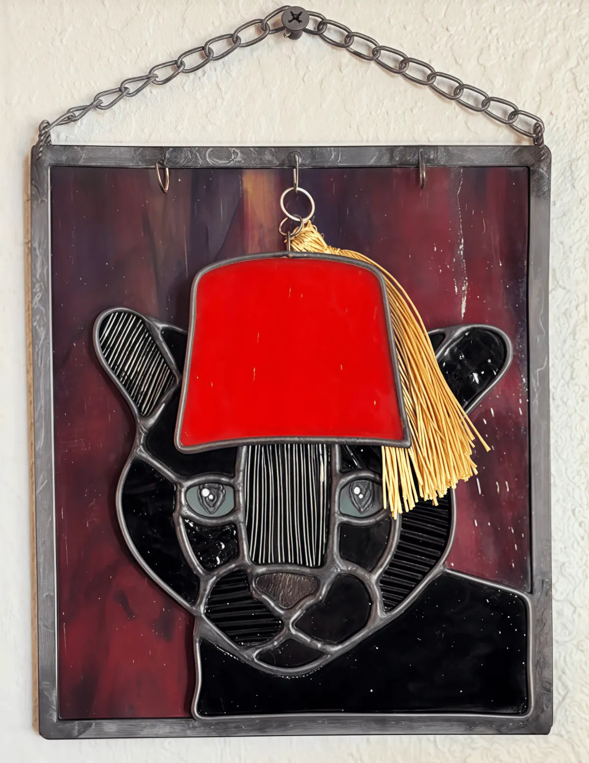 🔥Last Day 49% OFF -  🐆✨Stained Glass Black Cat Suncatcher Window Hanging Decor, Interchangeable Hat Design