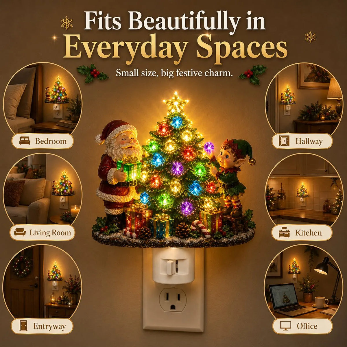 🎉🎄Jeweled Christmas Tree Plug-In Night Light