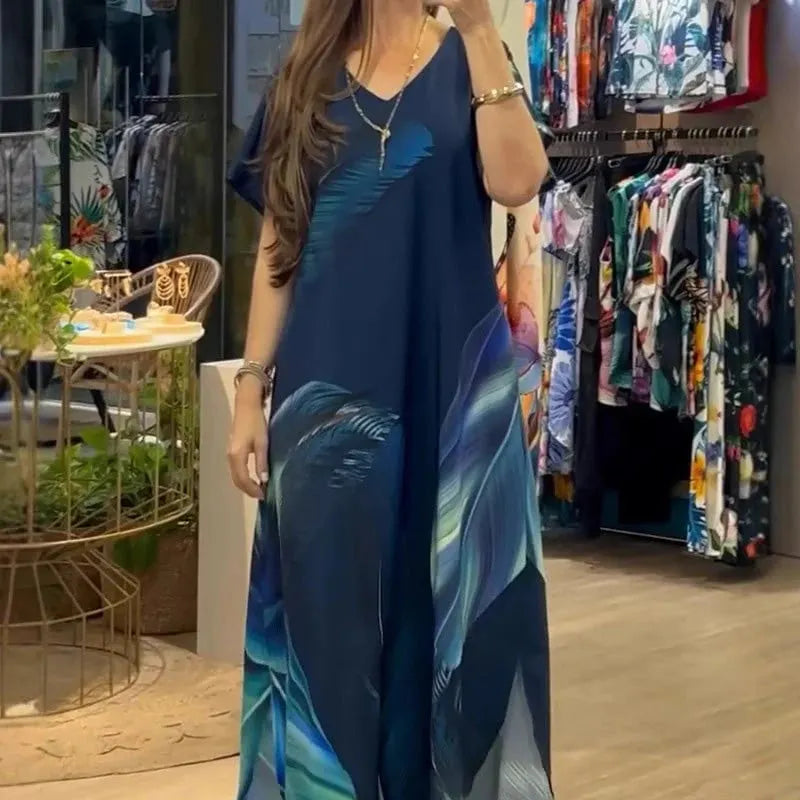 🌴Hot Summer Deal: 49% OFF Women's Airy V-Neck Printed Short-Sleeve Dresses🌴