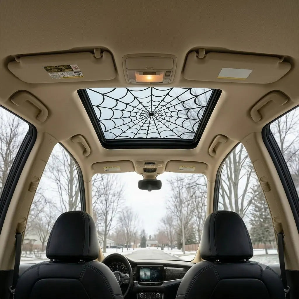 🎉HOT SALE🔥🕸🦇 Halloween Sunroof Decal – Gothic Spiderweb & Bat Window Film