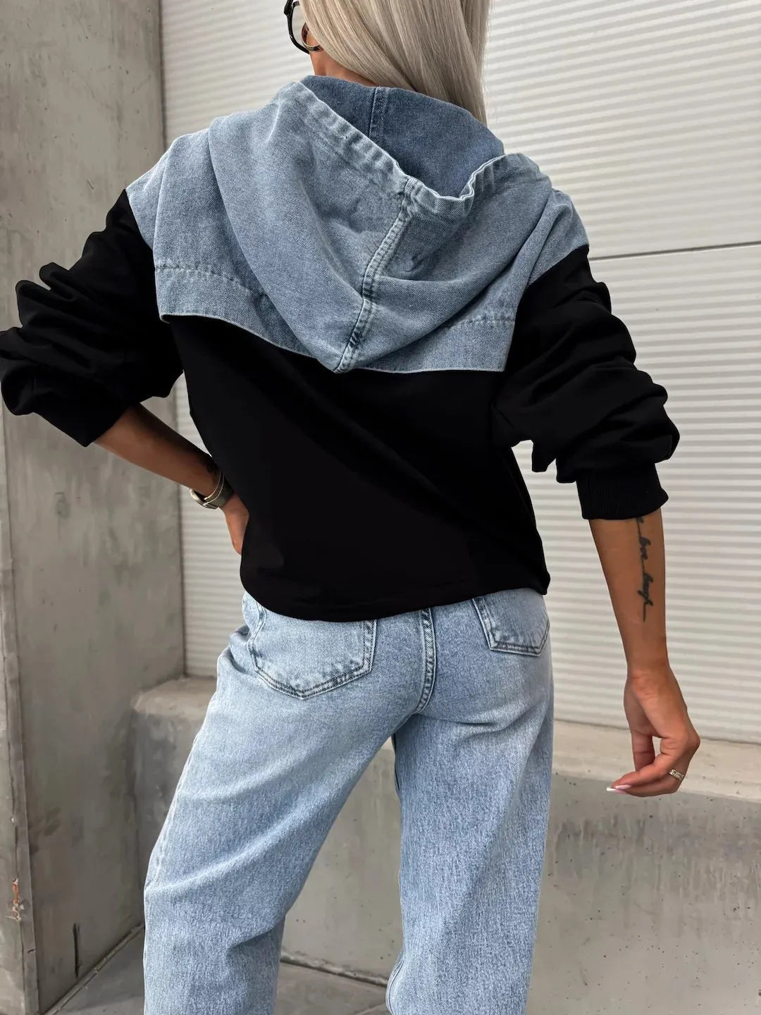 Women's Hooded Denim Patchwork Sweatshirt🍂Buy 2 Free Shipping