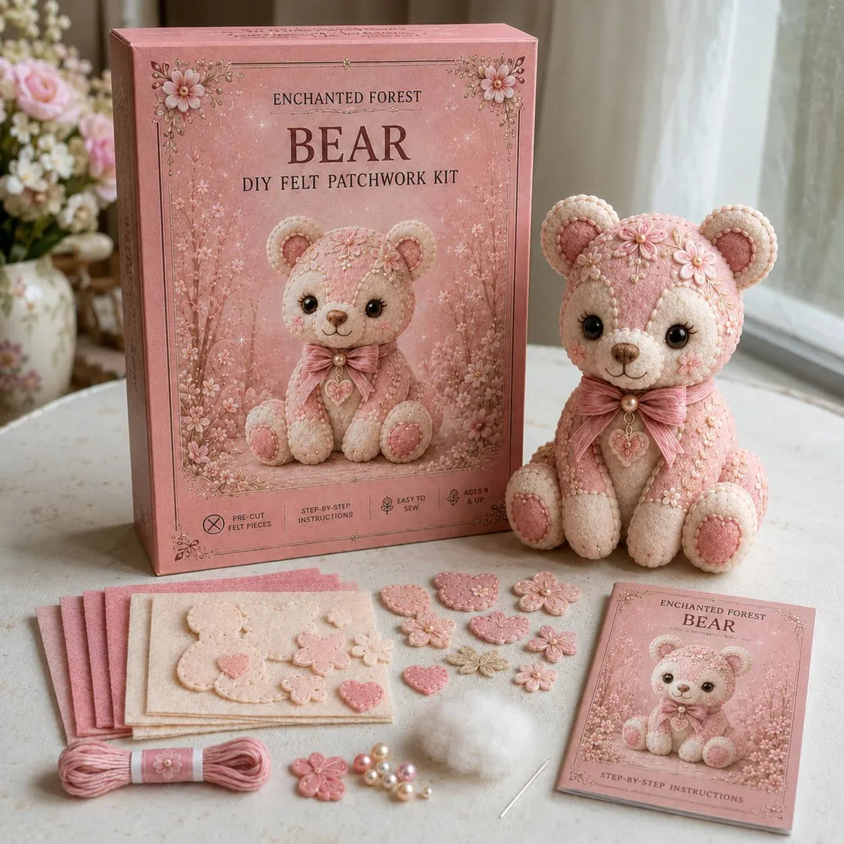 🔥HOT SALE🔥💗Pink Woodland Friends DIY Felt Sewing Kit – Make Your Own Cute Animal