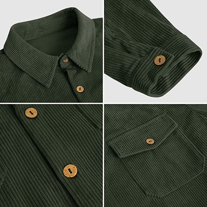 Corduroy Long Sleeve Button Shirt Jacket (Buy 2 Free Shipping)
