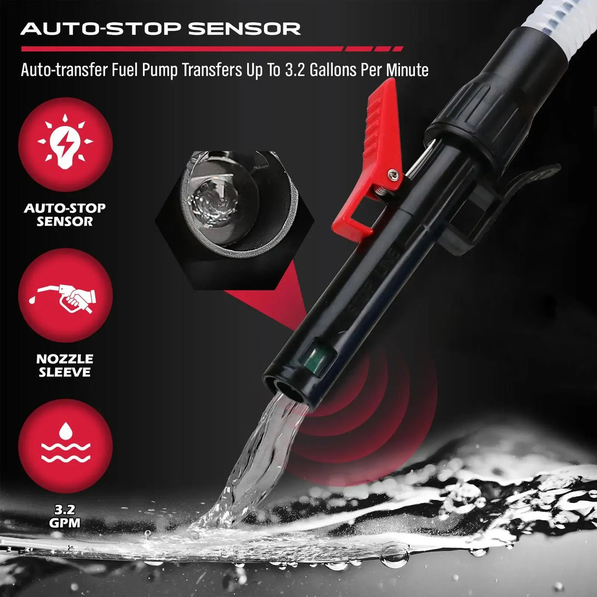 🔥 HOT SALE 🔥Portable Automatic Transfer Pump 3.2 GPM – Electric Battery Powered Liquid Transfer with Auto-Stop Sensor & 3 Adapters