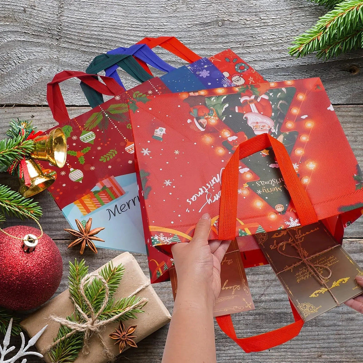 🔥HOT SALE🔥Christmas Early Discount 49% Off🔥 Christmas Gift Bags Large Reusable Tote Bags