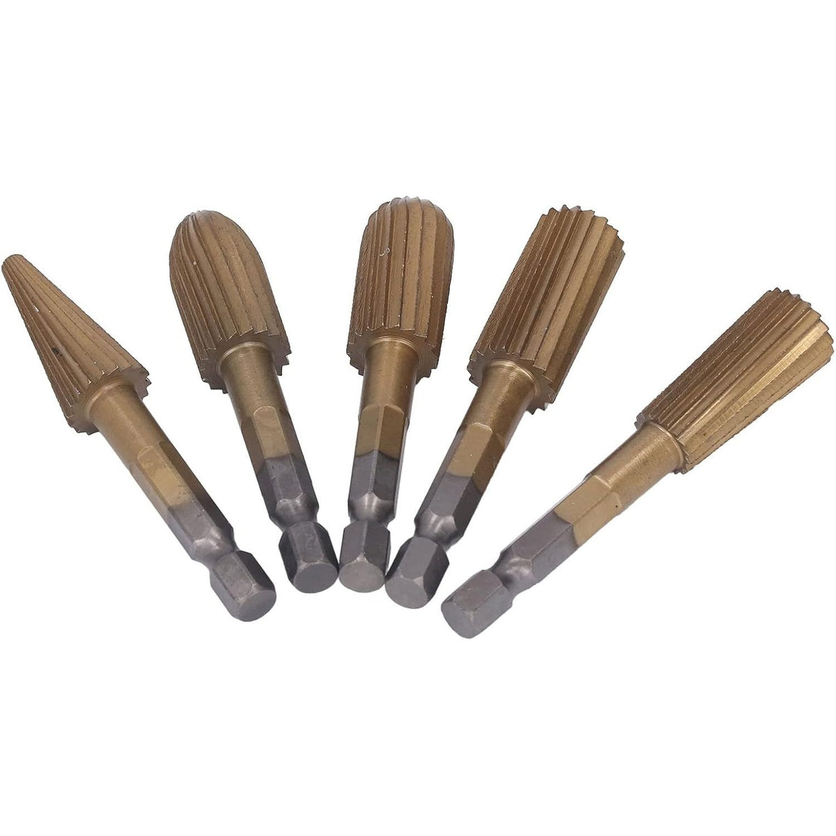 🎉⚡5‐Pack High‐Speed‐Steel Hex‐Shank Rotary File Burr Set