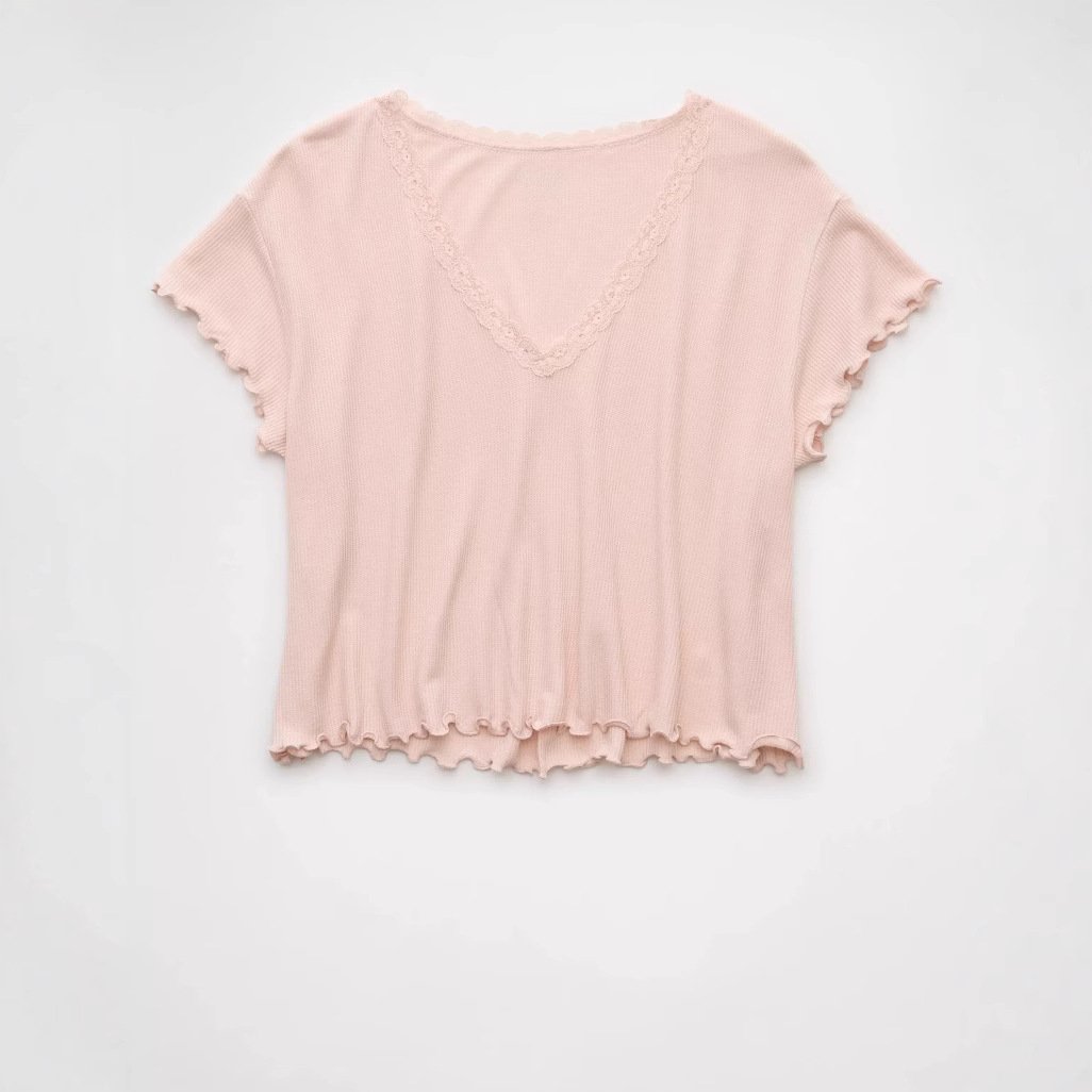 Cropped Waffle Shirt