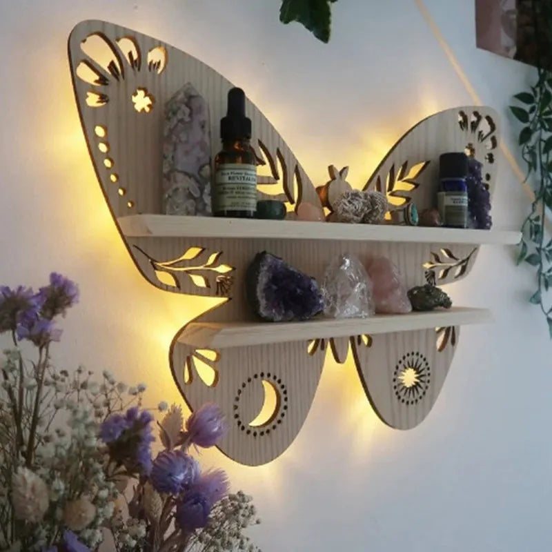 Luna Moth Lamp Crystal Shelf