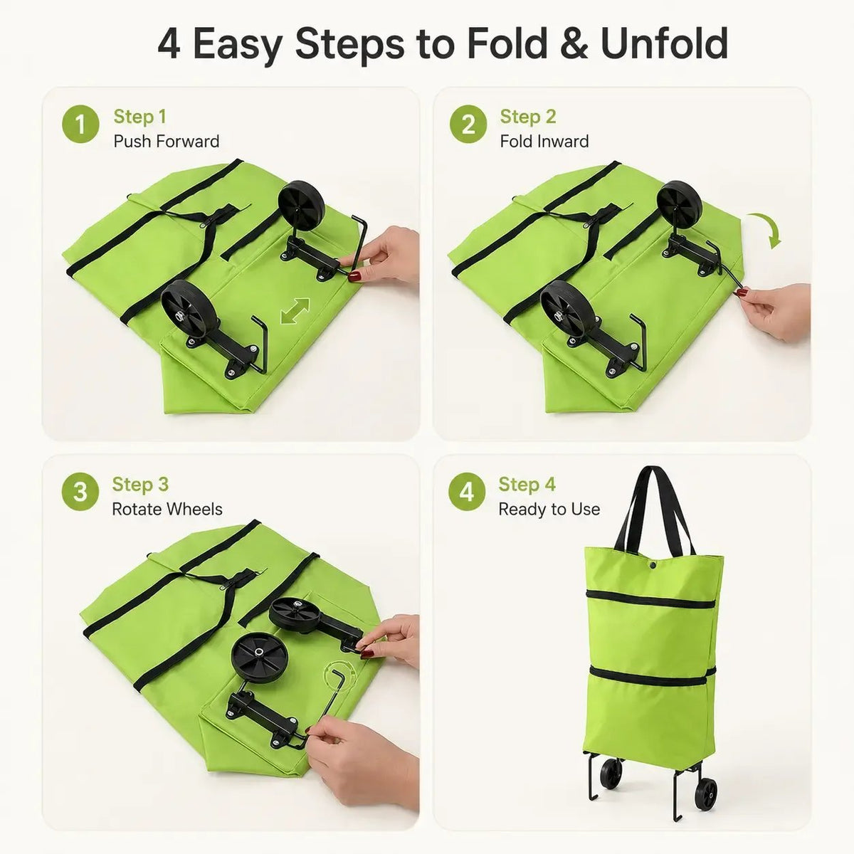 🛒Foldable Shopping Trolley Bag with Wheels, Portable Reusable Grocery Tote