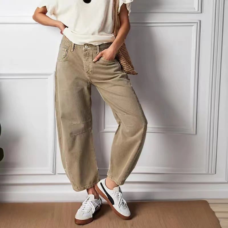 Women's Fashion Mid-Rise Barrel Jeans