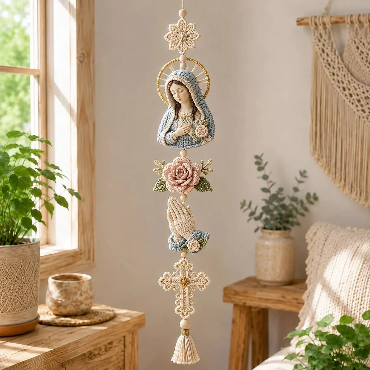 🔥 HOT SALE 🔥✝️Blessed Faith Hanging Cascade – Finished Ornament or DIY Crochet Kit