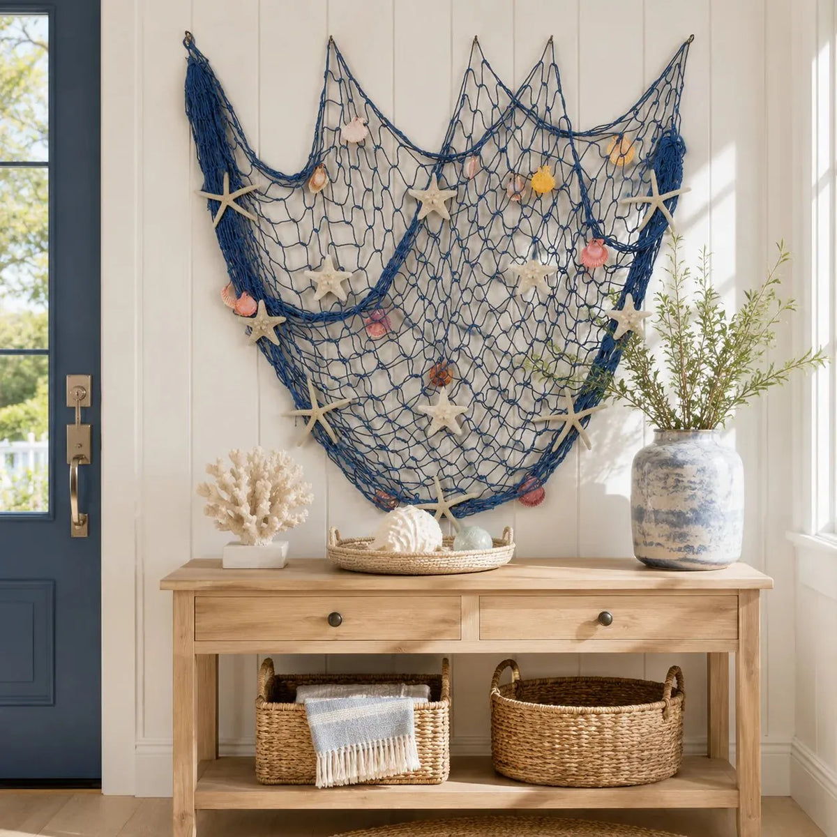 🔥HOT SALE🔥🌊✨ Coastal Fishing Net Wall Hanging with Fairy Lights