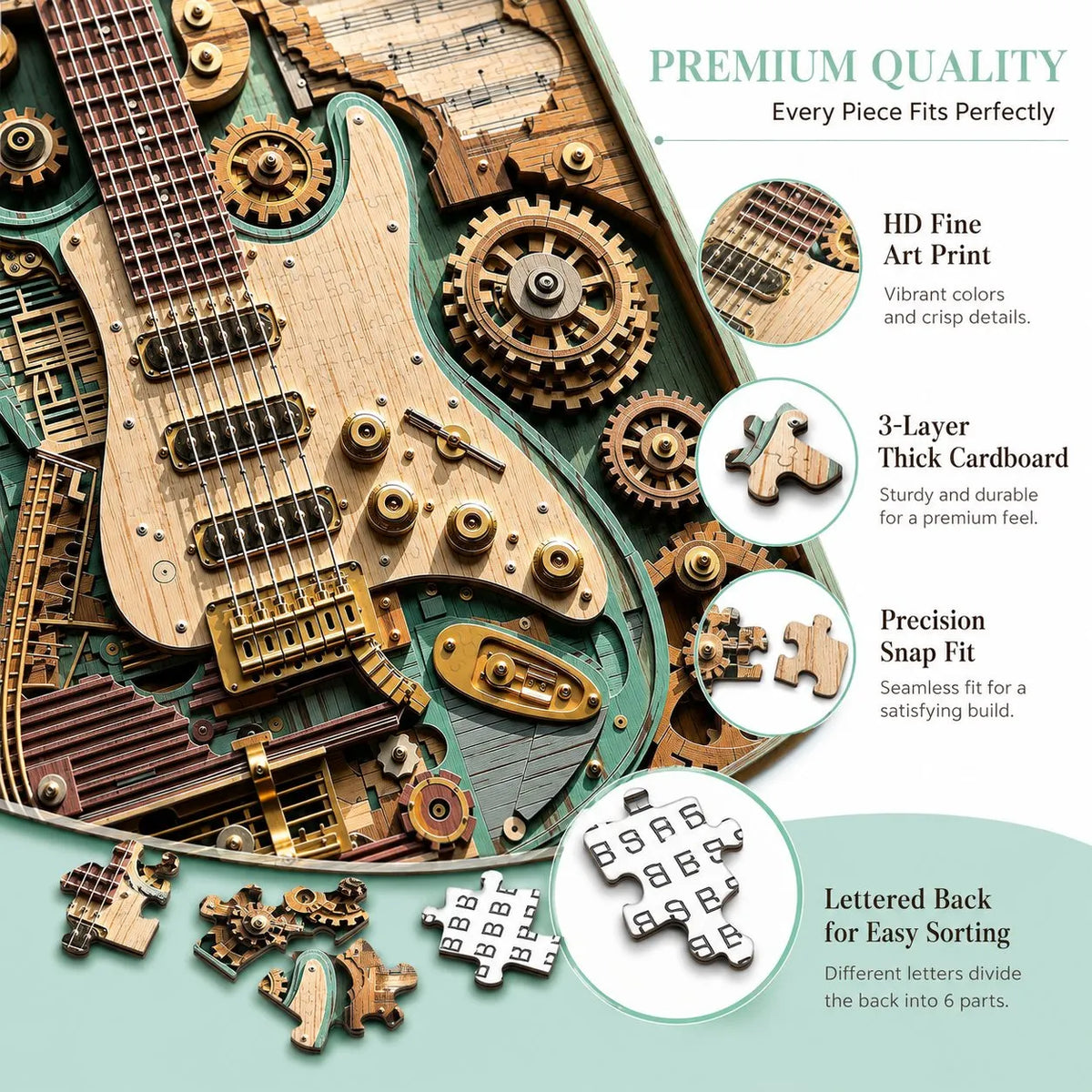 🎉🎸 Gears & Strings 1000-Piece Steampunk Guitar Puzzle ⚙️✨