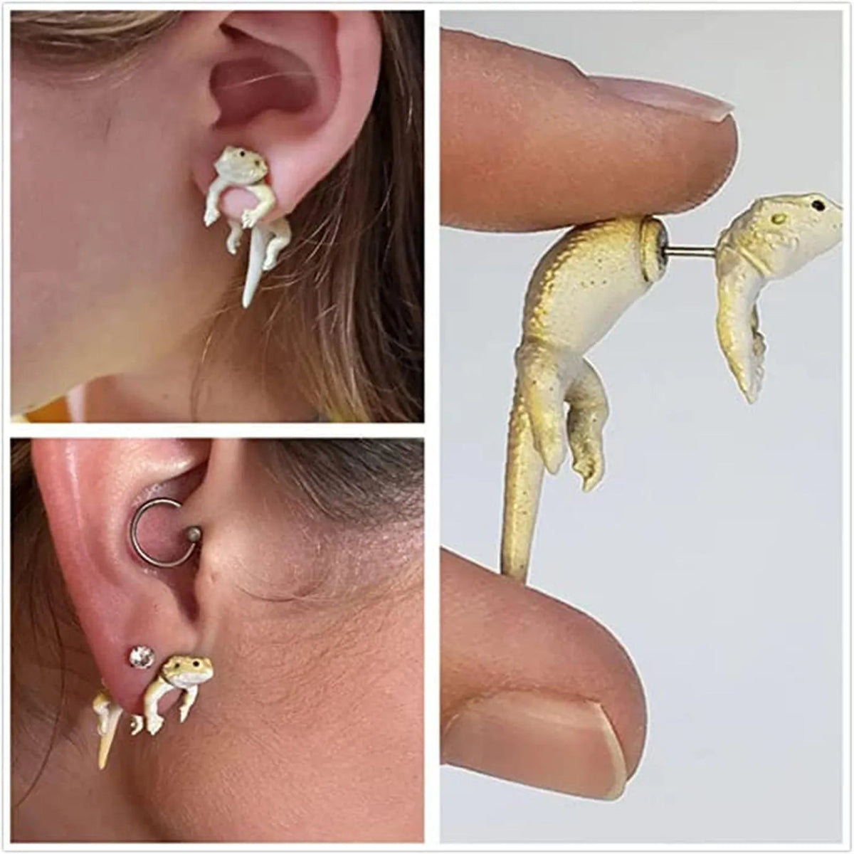 Hand Painted Bearded Dragon Earrings