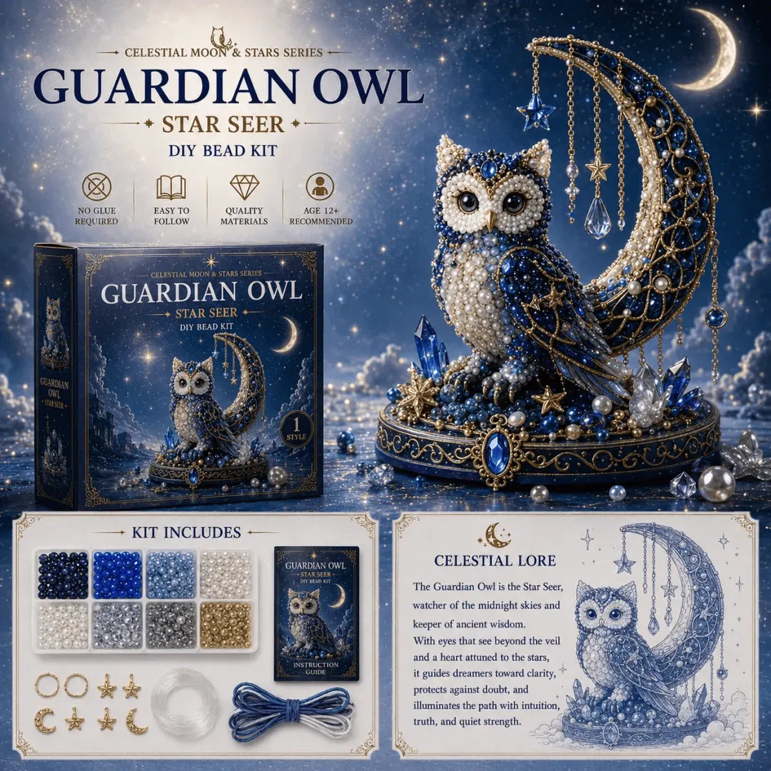 🎉🌙Moon Cat Luna Guardian DIY Bead Kit | Celestial Moon & Stars Series