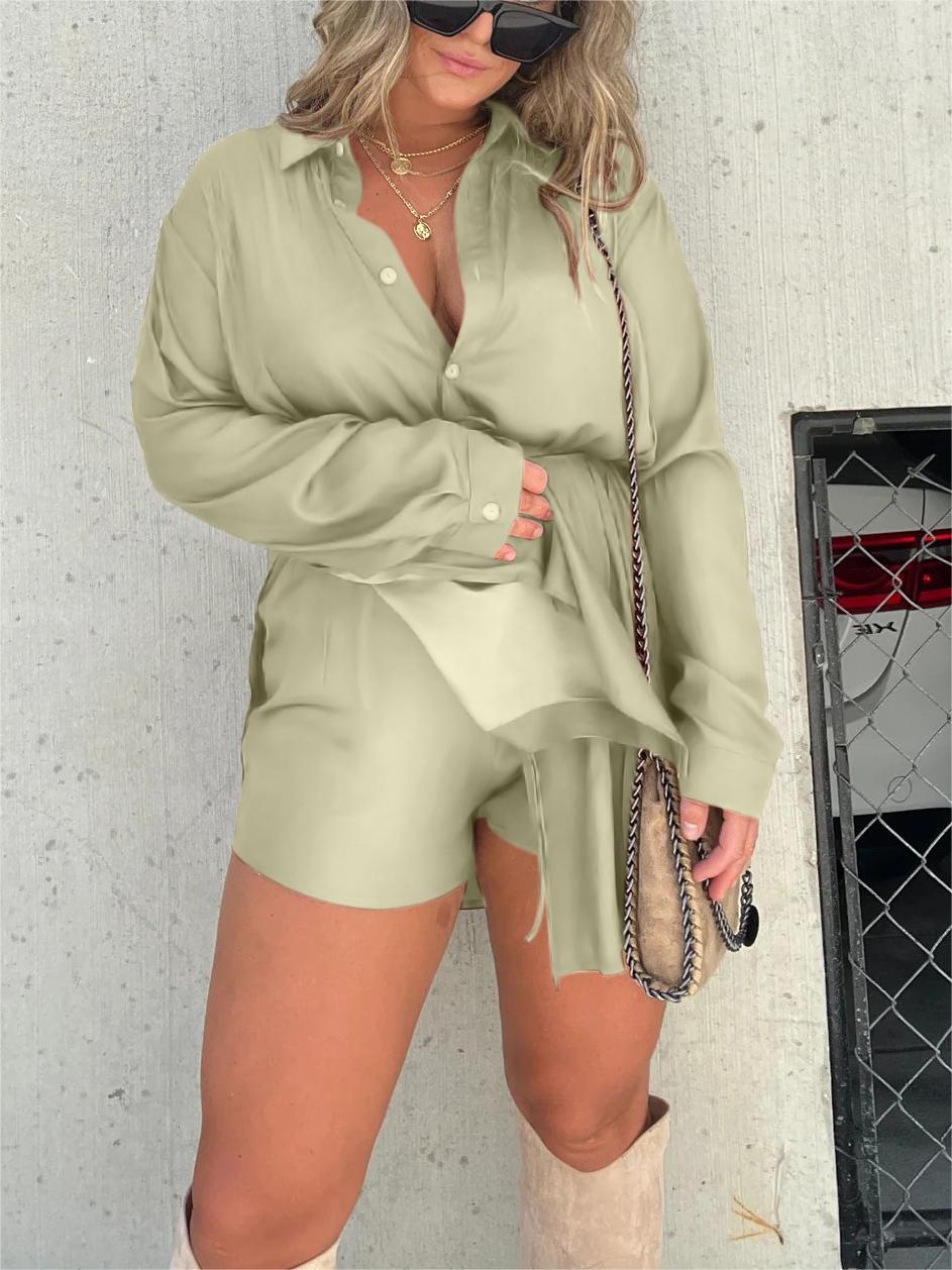 Women's Solid Color Long Sleeve Shirt Suit✨Buy 2 Free Shipping