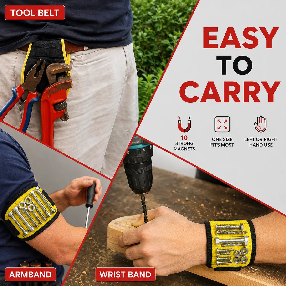 🎉Adjustable Men's Magnetic Wristband Tool Belt