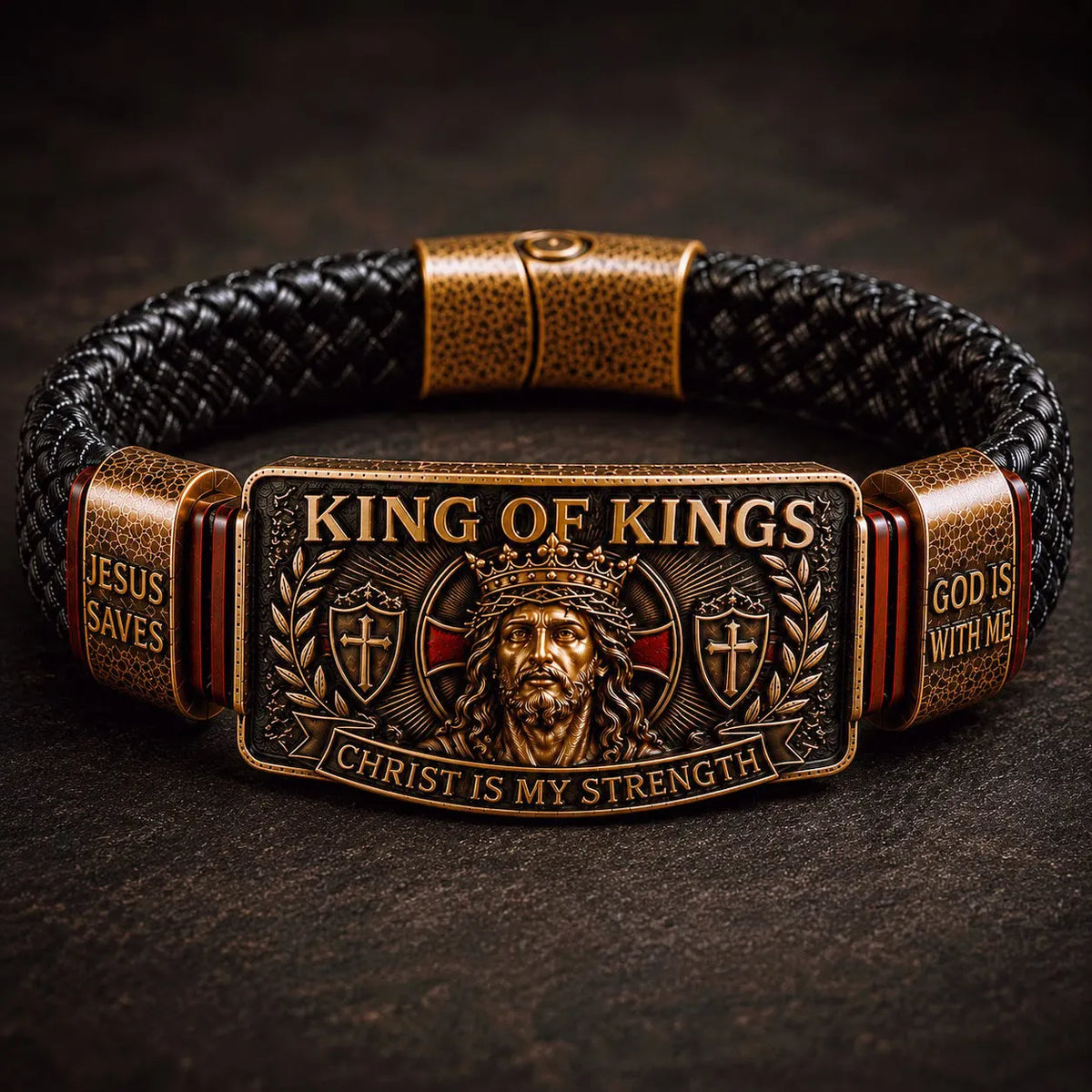 🔥Father‘s Day 50% OFF ✨Handmade King of Kings Faith Bracelet – Adjustable Christian Wristband Gift