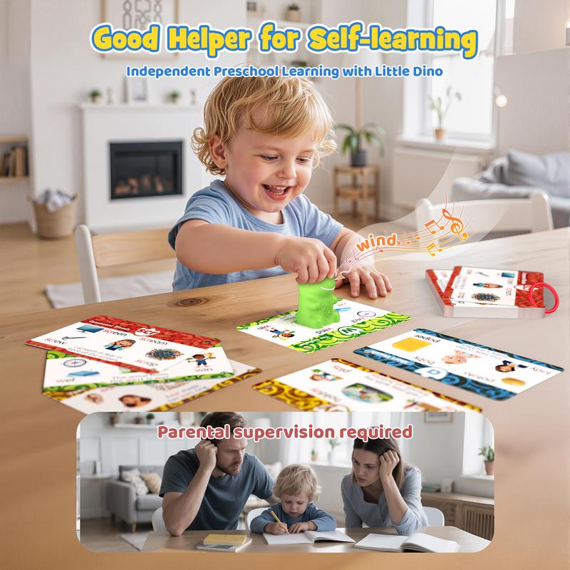 🎉🦖 Dinosaur Talking Flash Cards – Montessori Phonics & Sight Words Educational Learning Set (148 Cards, 5 Categories)