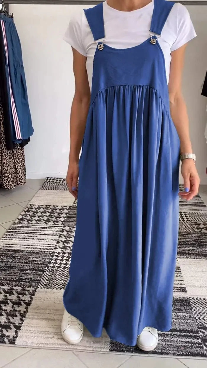 Relaxed Fit Cotton and Linen Suspender Dress (Buy 2 Free Shipping)