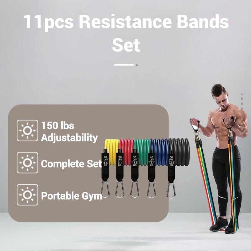 🎉🏋️‍♂️ 11-Piece Fitness Resistance Bands Kit – For Strength, Weight Loss & Home Training