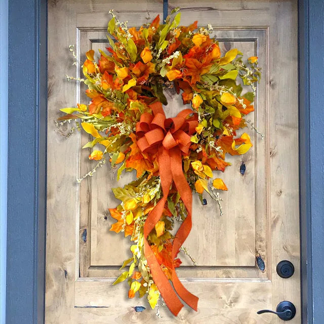 French Berries orange brown swag wreath