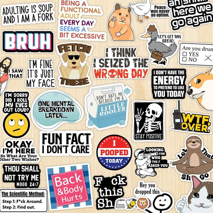 🔥 Set of 130 Pcs Funny Saying Stickers