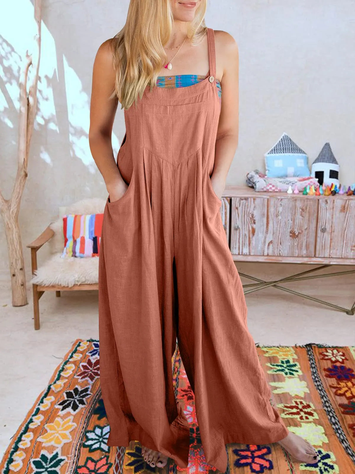 ❤️Buy 2 Free Shipping-Women's Sleeveless Wide Leg Jumpsuit with Pockets