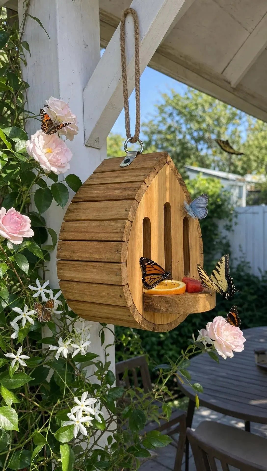 🔥HOT SALE🔥🎉Handmade Garden Butterfly House with Feeder Station🦋